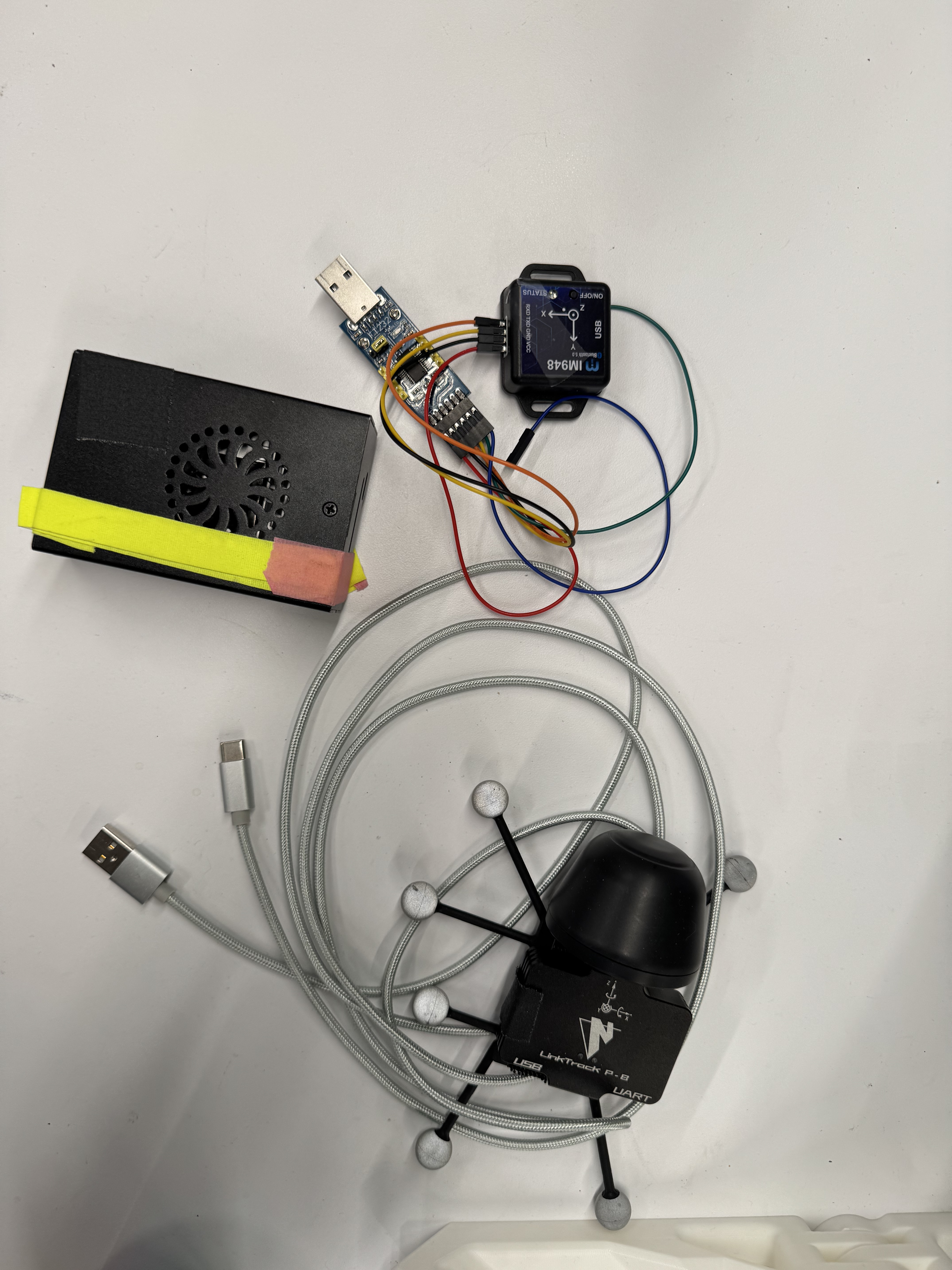 On-rig combo: UWB + dual IMUs + markers